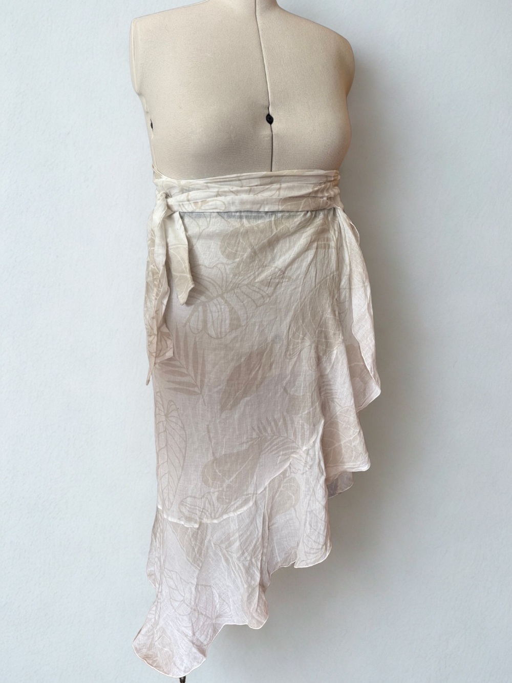 POPFLEX White Tropical Leaf Cotton Wrap Sarong Skirt One Size